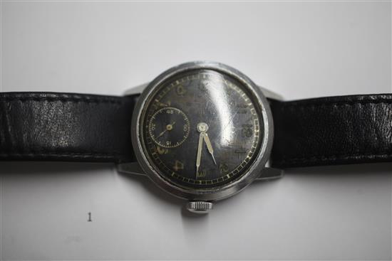 A gentlemans 1940s/1950s stainless steel Omega (non magnetic) manual wind wrist watch,